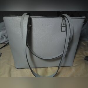 BROMEN Elegant Gray Tote Bag VEGAN LARGE SIZE SPACIOUS NICE SOLID LIGHTWEIGHT
